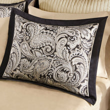 Load image into Gallery viewer, Queen size Cotton 12-Piece Reversible Paisley Comforter Set in Black Gold
