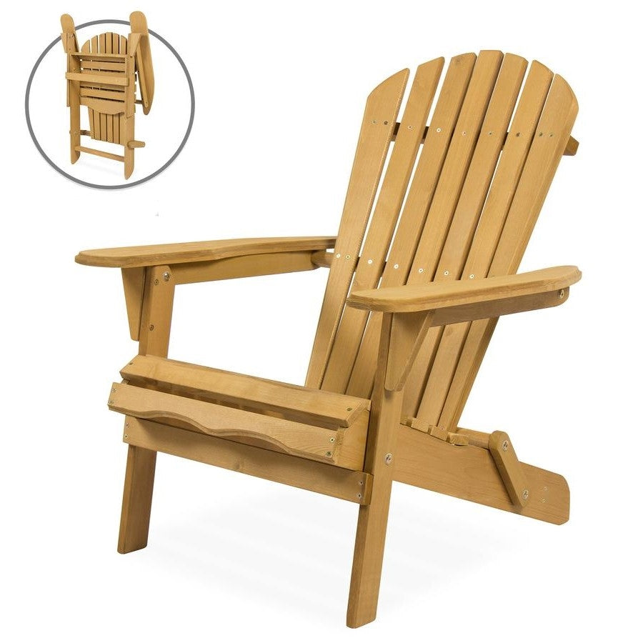 All Weather Adirondack Large Foldable Chair Natural Finish