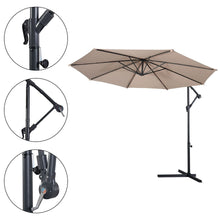 Load image into Gallery viewer, Beige 10-Ft Outdoor Steel Pole Tilt Crank Offset Patio Umbrella
