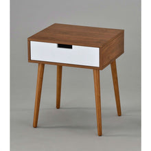 Load image into Gallery viewer, Modern Mid-Classic End Table Nightstand in Light Walnut and White
