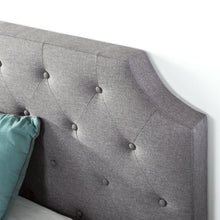 Load image into Gallery viewer, King size Upholstered Platform Bed with Grey Fabric Tufted Linen Headboard
