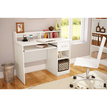 Load image into Gallery viewer, Contemporary Home Office Computer Desk in White Wood Finish
