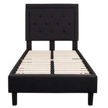 Load image into Gallery viewer, Twin Black Fabric Upholstered Platform Bed Frame with Tufted Headboard
