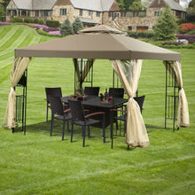 Load image into Gallery viewer, 10 x 10 Ft Outdoor Patio Gazebo with Taupe Brown Canopy and Mesh Sidewalls
